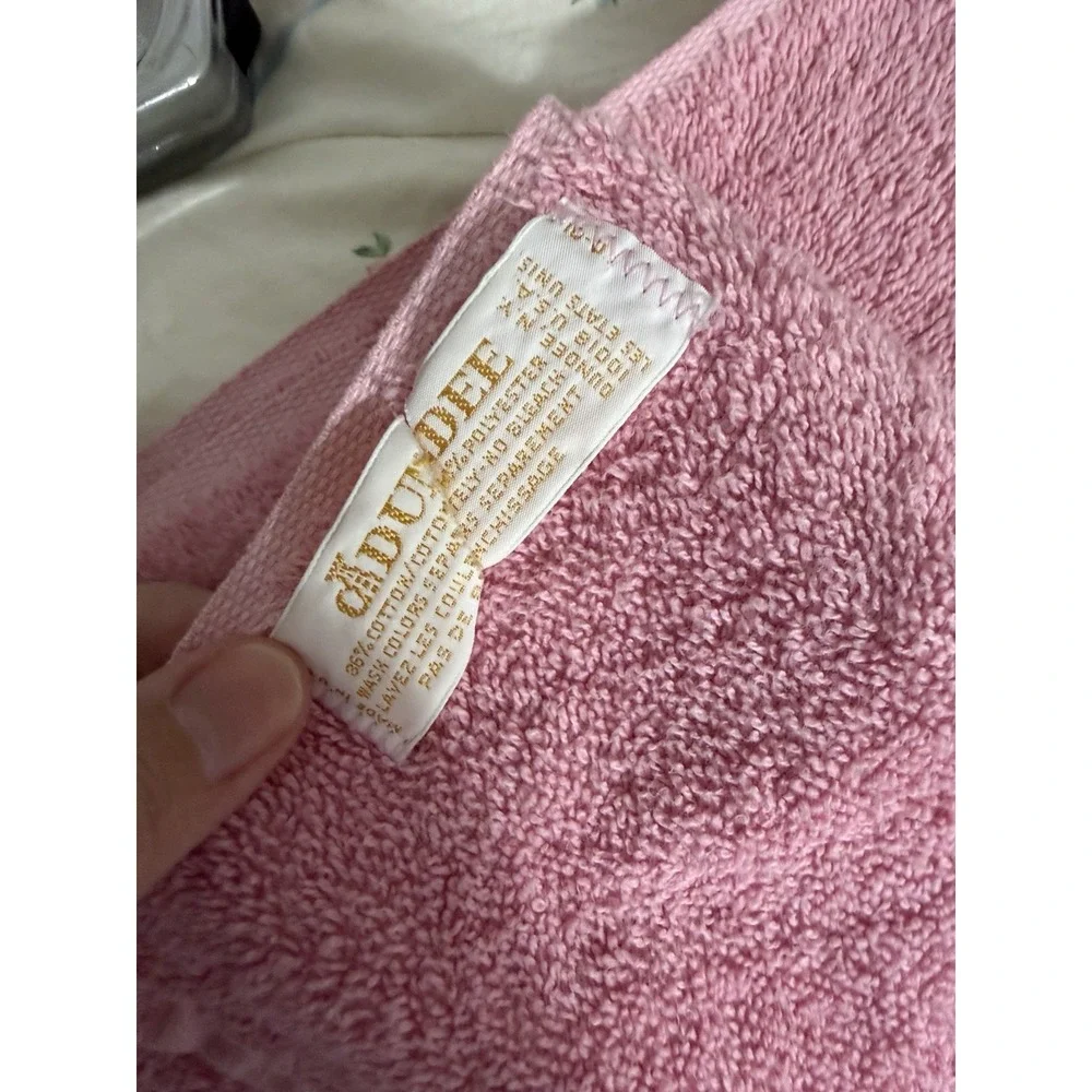 Vintage Dundee Bath Towel Set Pink Lace Cotton Blend 80s 90s Pair Ruffle